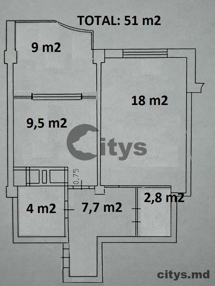 2-х комнатная квартира, 51м², Chișinău, Buiucani, bd. Alba-Iulia photo 1