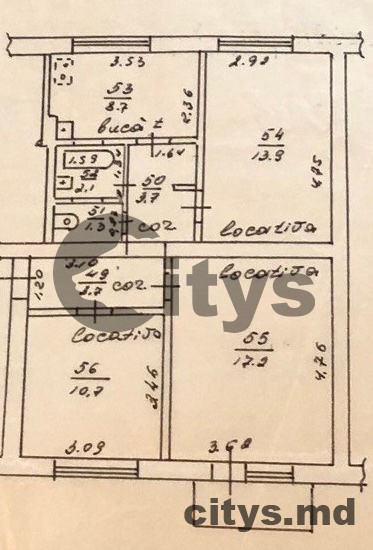 3-х комнатная квартира, 65м², Chișinău, Râșcani, str. Bogdan Voievod photo 9