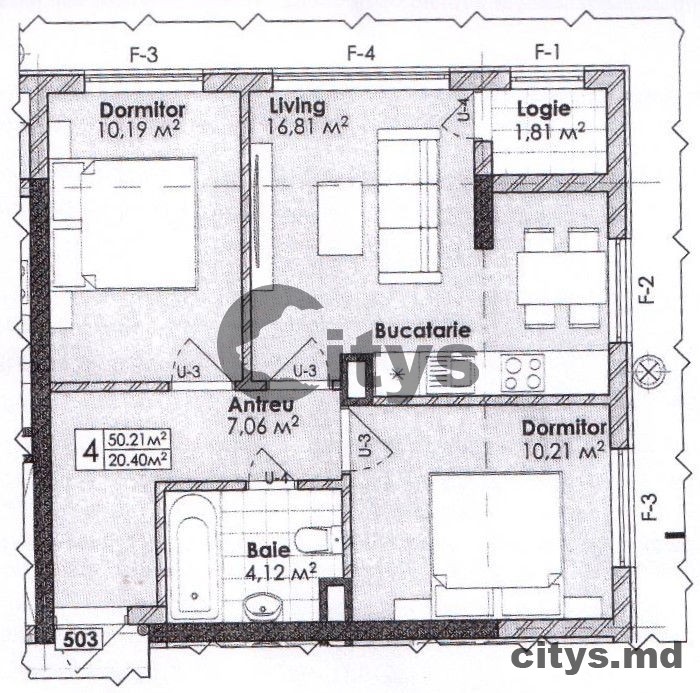 2-х комнатная квартира, 50м², Codru, Periferie, str. Soarelui photo 2