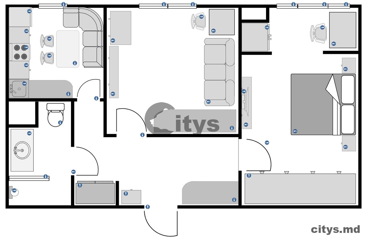 Chirie-2-х комнатная квартира, 51м², Chișinău, Râșcani, str. Andrei Doga photo 9