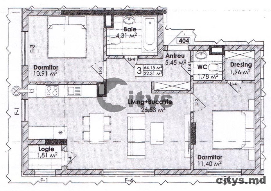 Apartament cu 2 camere, 64m², Codru, Periferie, str. Soarelui photo 2