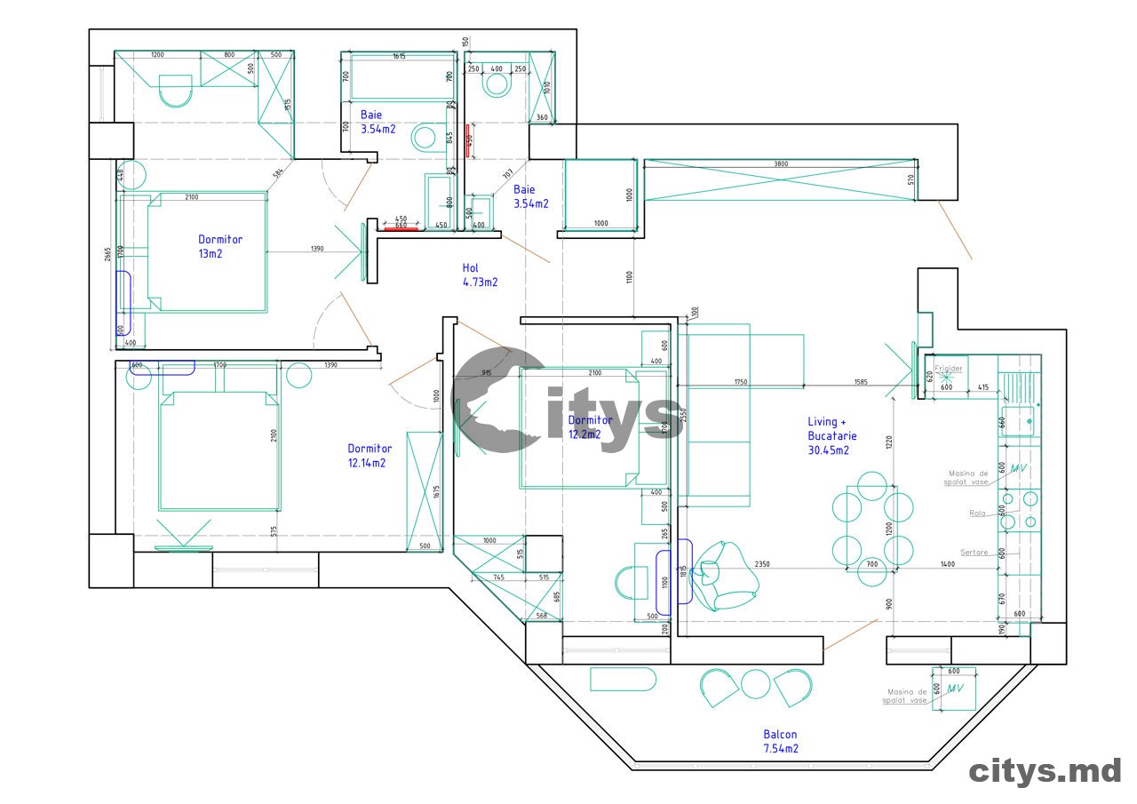 Apartament cu 3 camere, 88m², Chișinău, Râșcani, str. Academician Sergiu Rădăuțanu photo 9