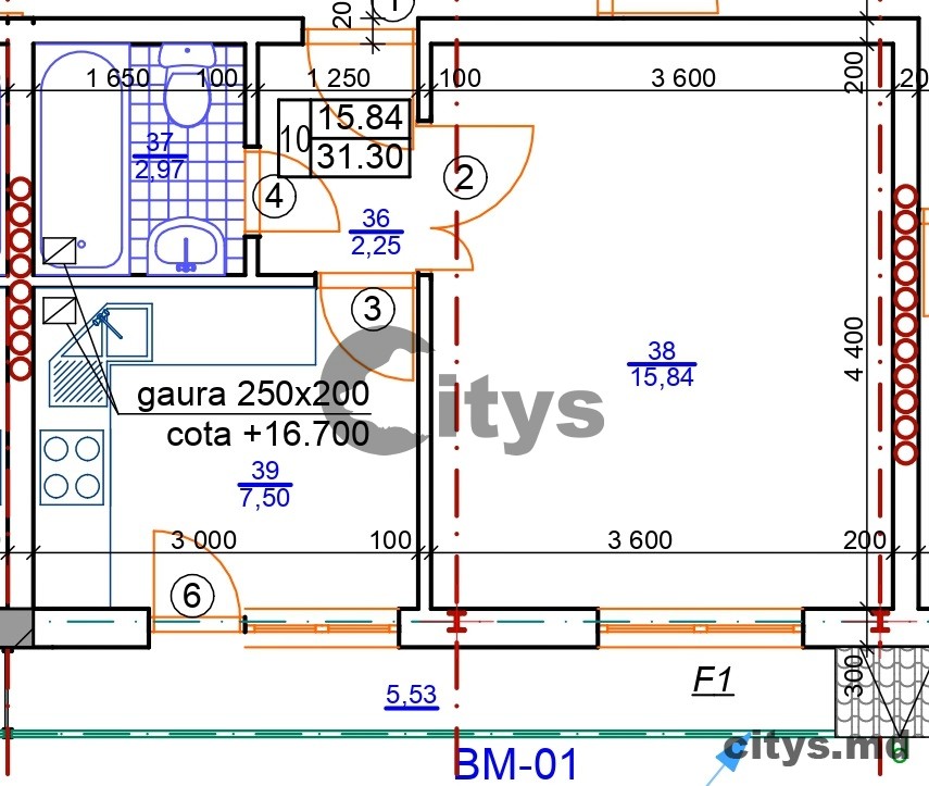 1 комнатная квартира, 31м², Константин Брынкушь 5954 photo 0