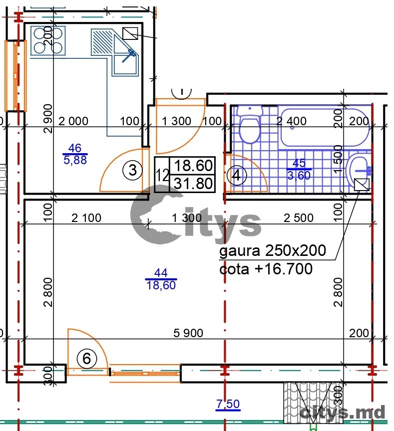 1 комнатная квартира, 31м², Константин Брынкушь photo 0