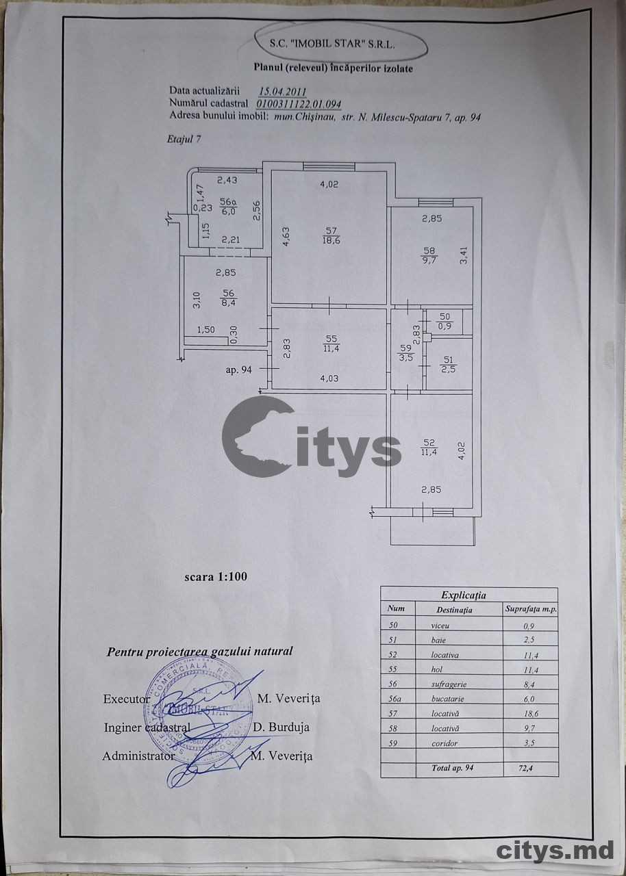 Apartament cu 3 camere, 68m², Chișinău, Ciocana, str. Nicolae Milescu Spătarul photo 6