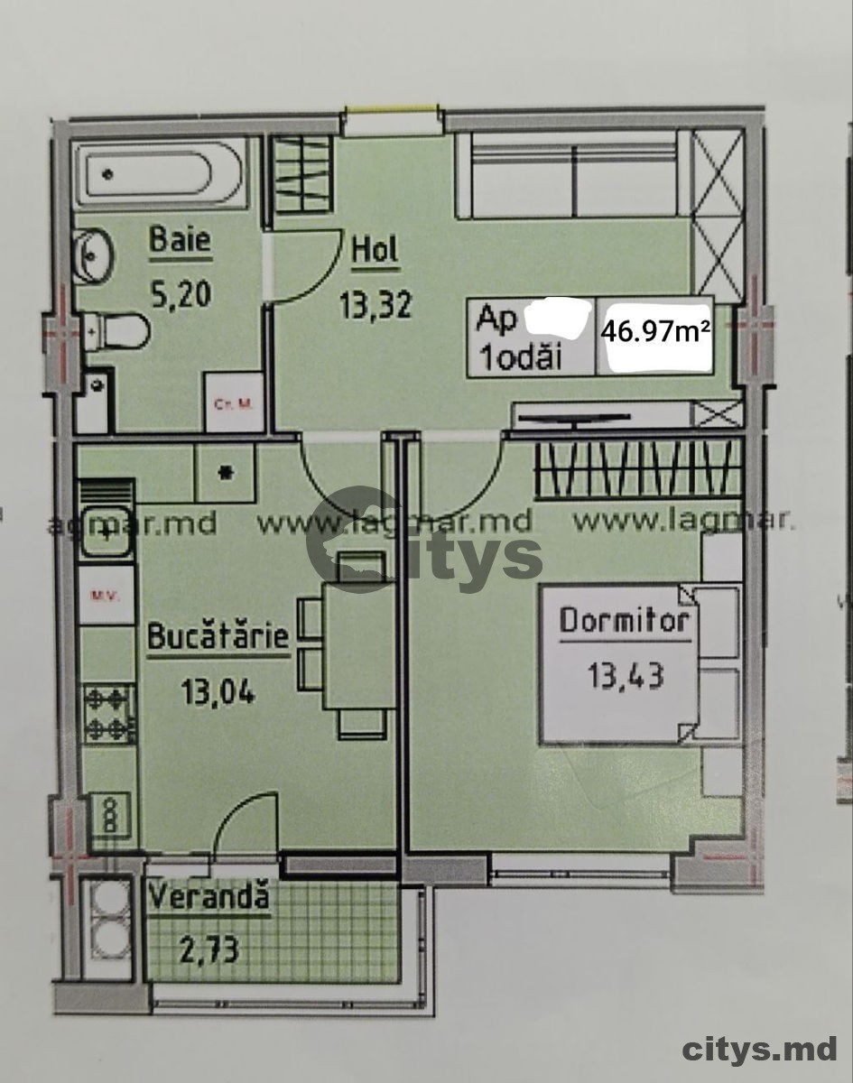 1 комнатная квартира, 47м², Ceucari photo 5