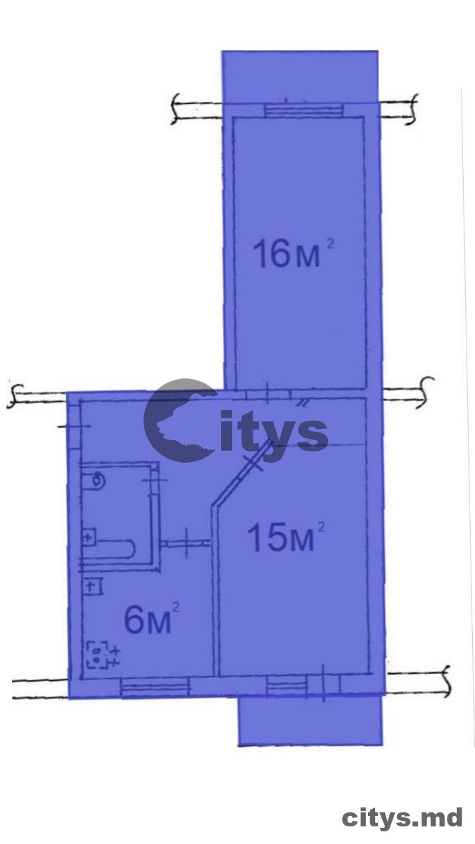 2-х комнатная квартира, 48м², Botanica, шоссе Muncesti photo 8