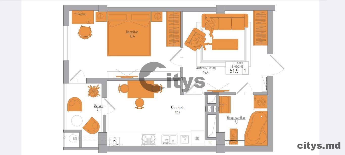 Apartament cu 1 cameră, 45m², Soseaua Hincesti photo 12