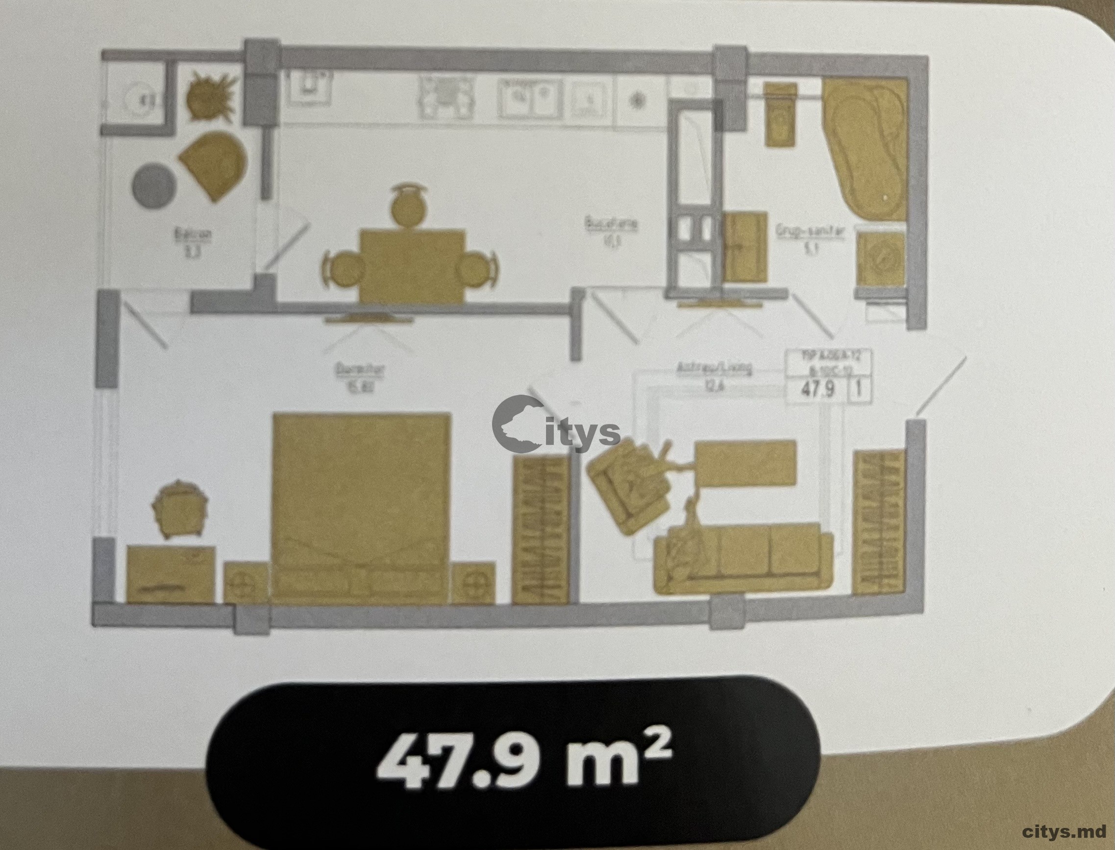 Apartament cu 1 cameră, complexul Braus Millenium Park, Telecentru, Hîncești photo 2