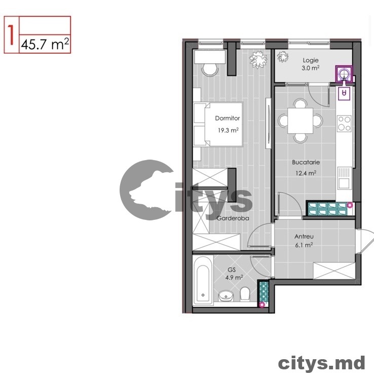 Apartament cu 1 cameră, 46m², Ialoveni, Ștefan cel Mare photo 1