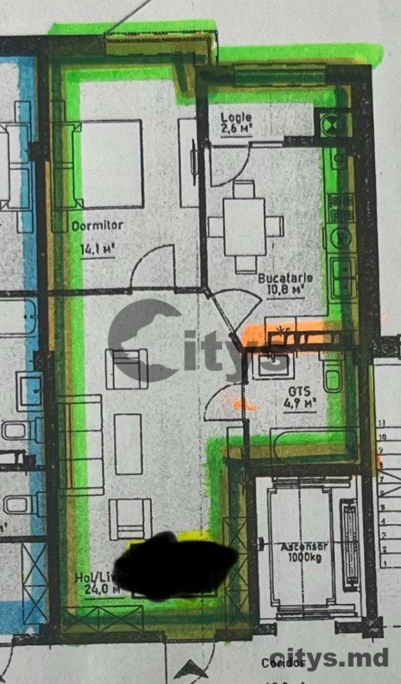 1 комнатная квартира, 54м², Strada Cartuşa 6750 photo 1