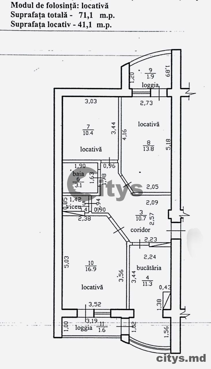 Apartament cu 3 camere, Telecentru 71m², str. Constantin Vârnav photo 0