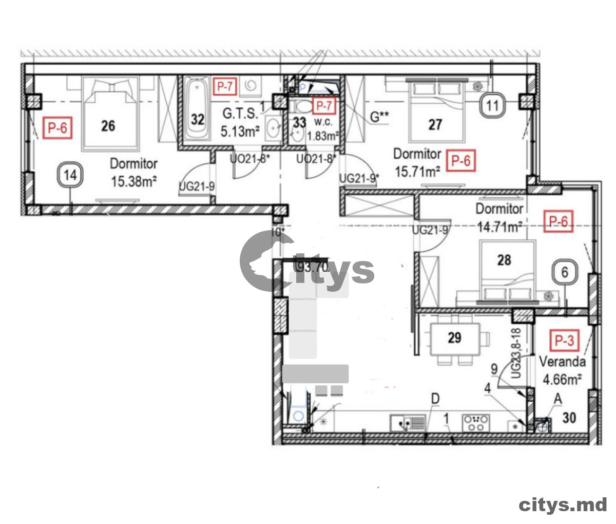 Apartament cu 3 camere, 94m², T.Vladimirescu photo 3