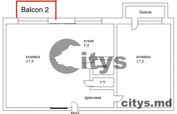 Apartament cu 2 camere, 46m², Buiucani, Calea Ieșilor photo 0