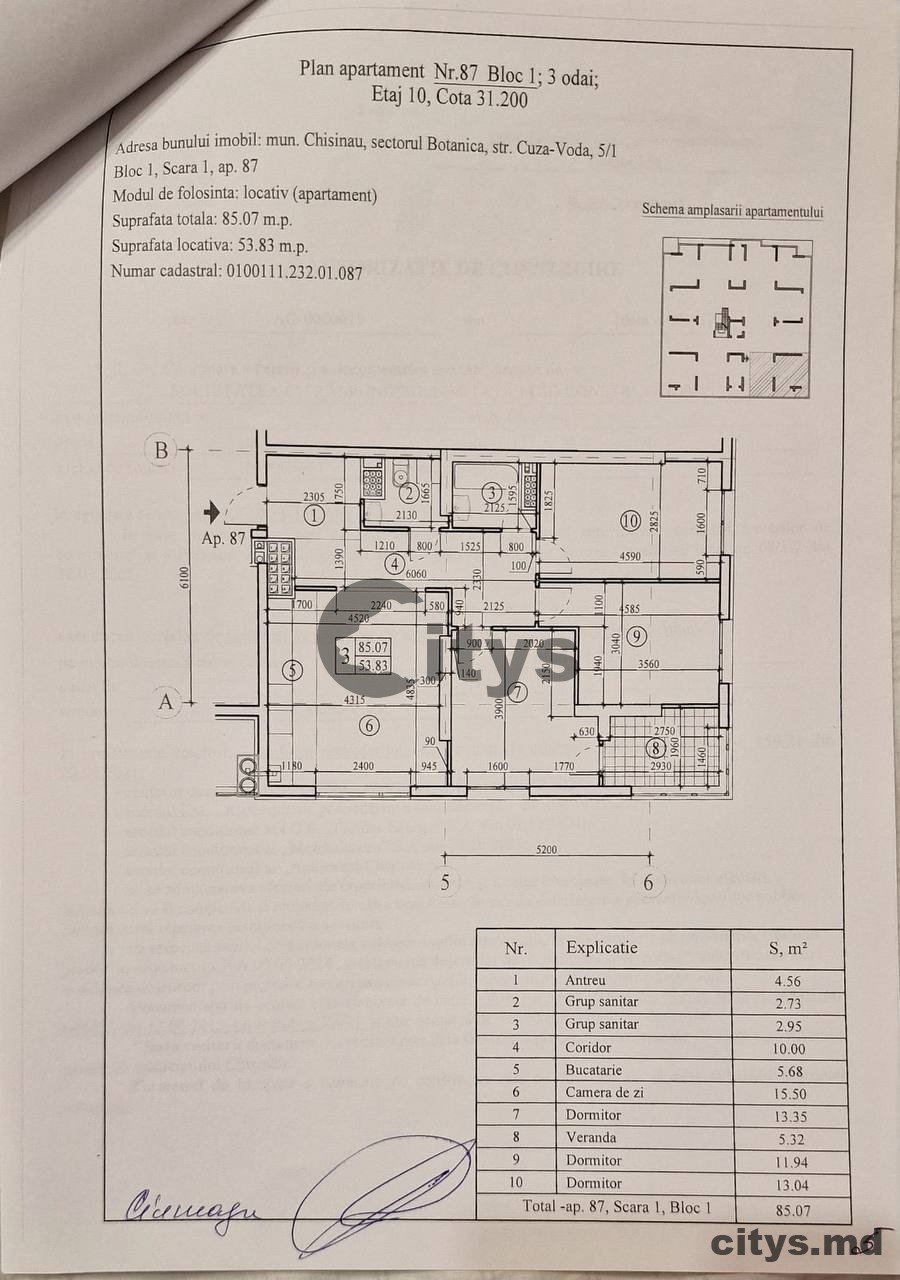 Apartament cu 3 camere, 85m², Cuza vodă photo 7