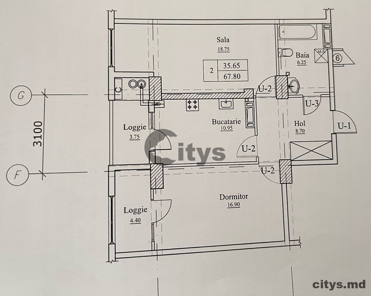 2-х комнатная квартира, Botanica 68м², str. Grădina Botanică photo 1