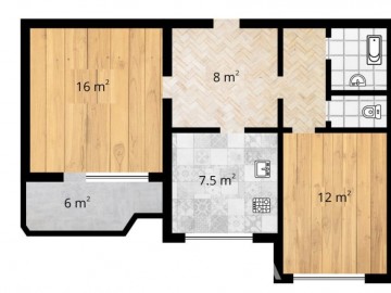 Apartament cu 2 camere, 53m², Dacia 7238 photo